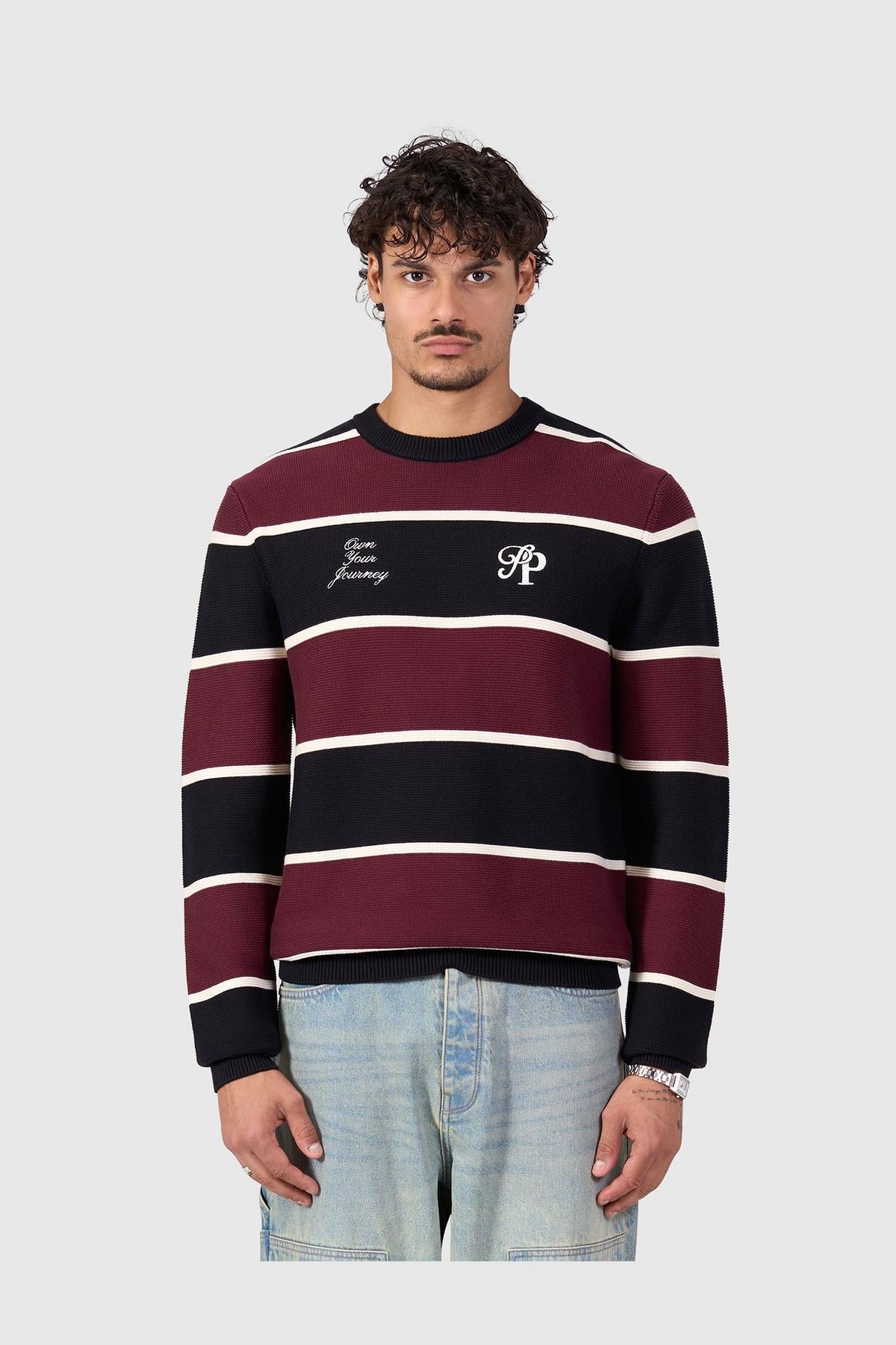 Striped Knit Sweater Black