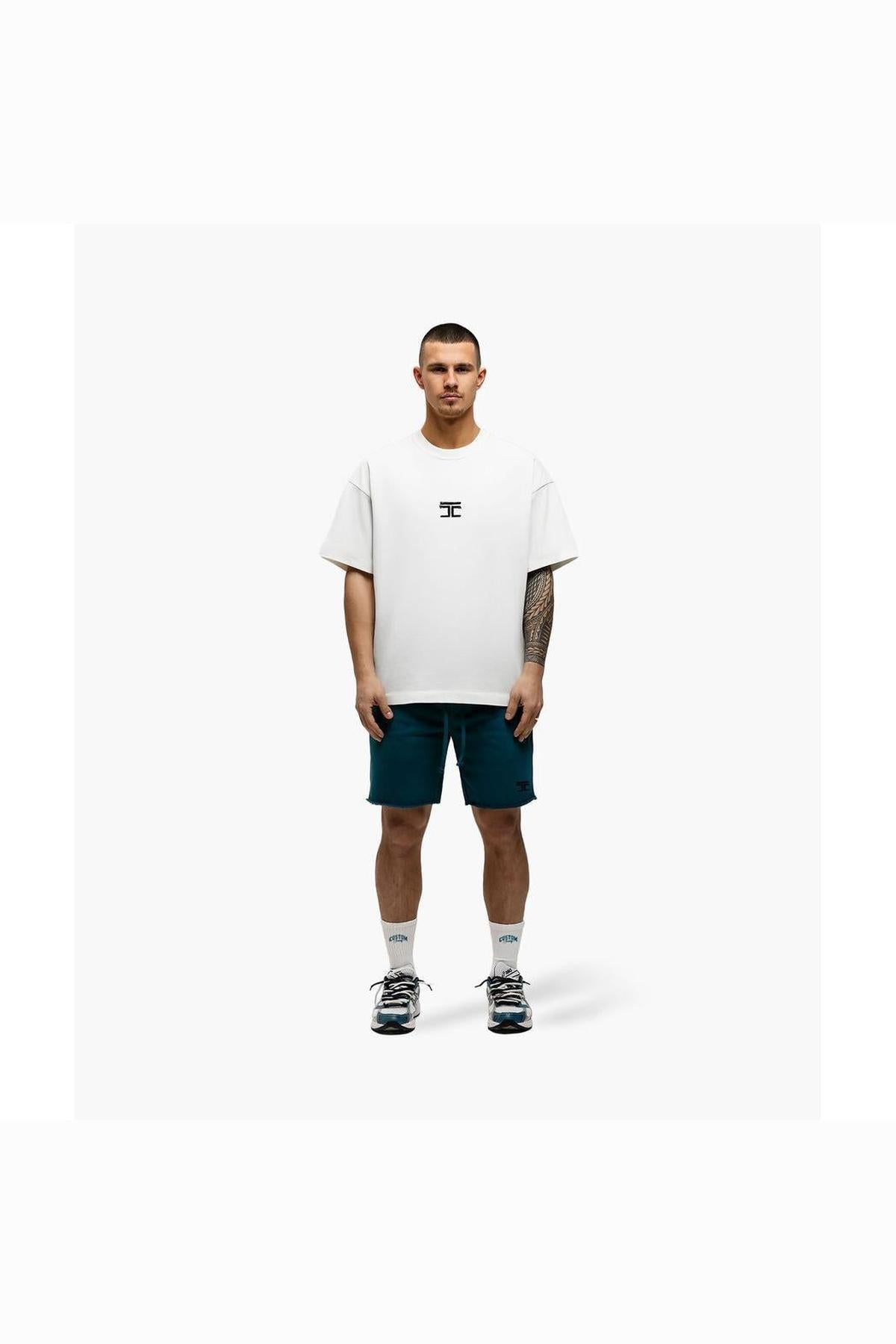 Artist Summer Set Loose Fit T-ShirtWhite-Teal-JORCUSTOM-Mansion Clothing