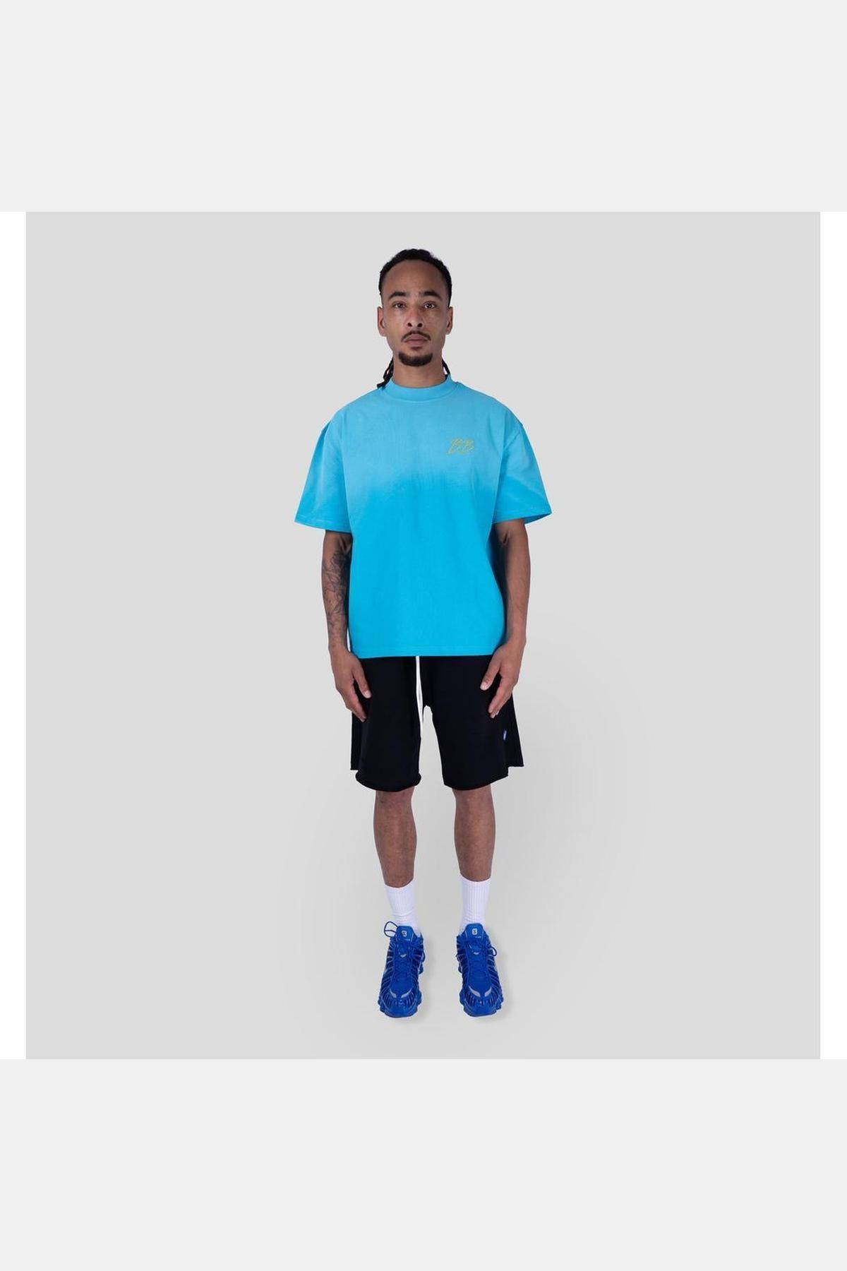 BRIXTON TEE AQUA/CHARTREUSE