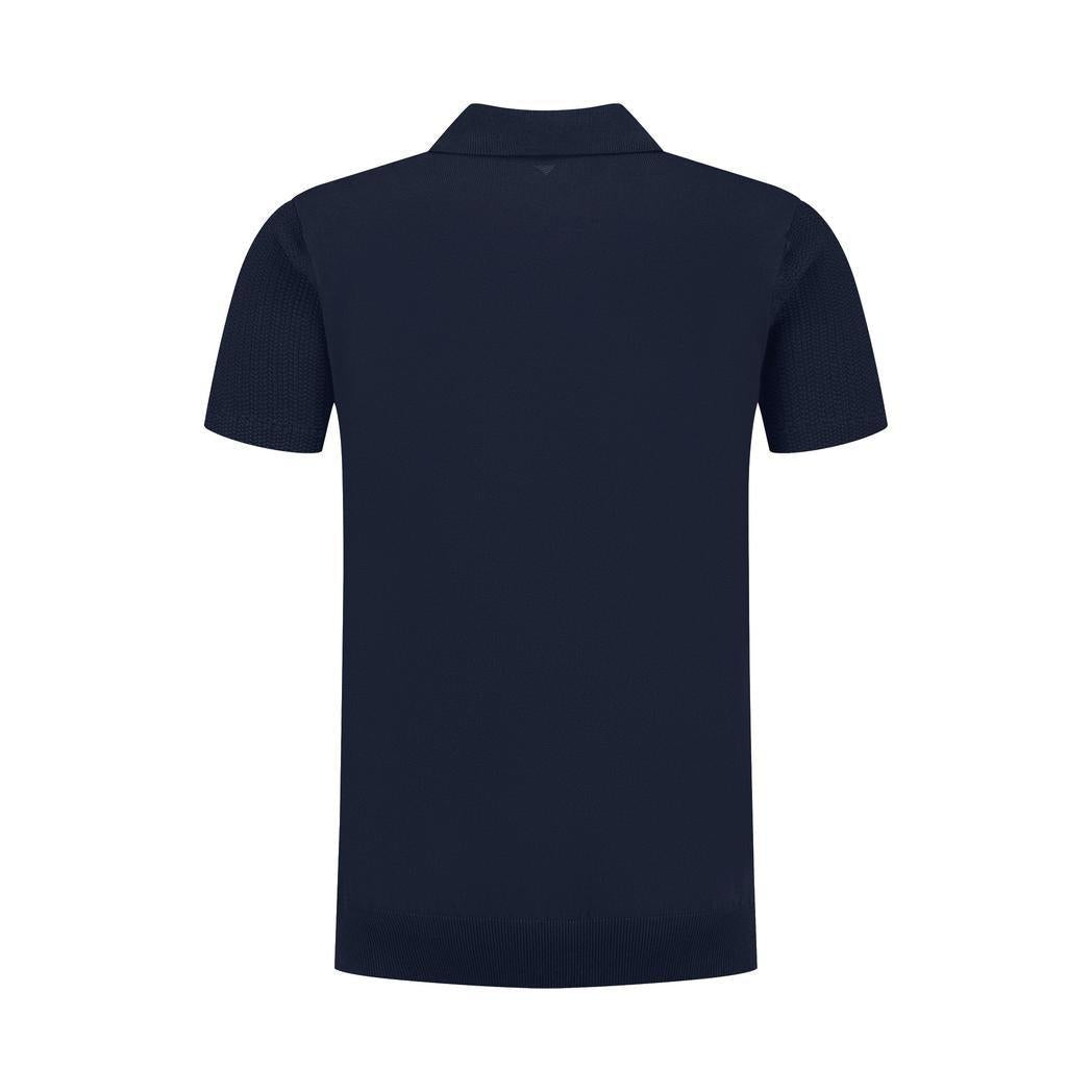 Braided Knitwear Polo Navy-Pure Path-Mansion Clothing