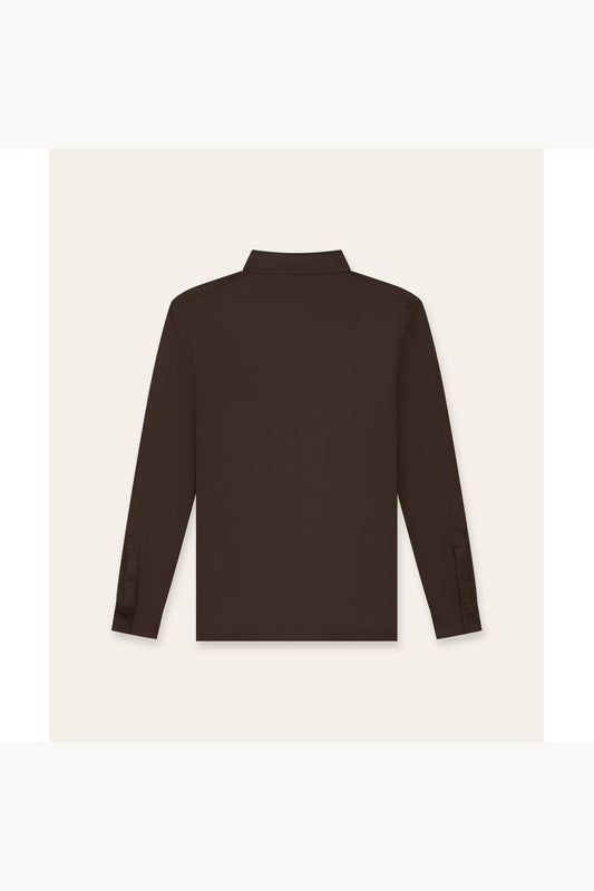 Buttoned Longsleeve Polo Brown