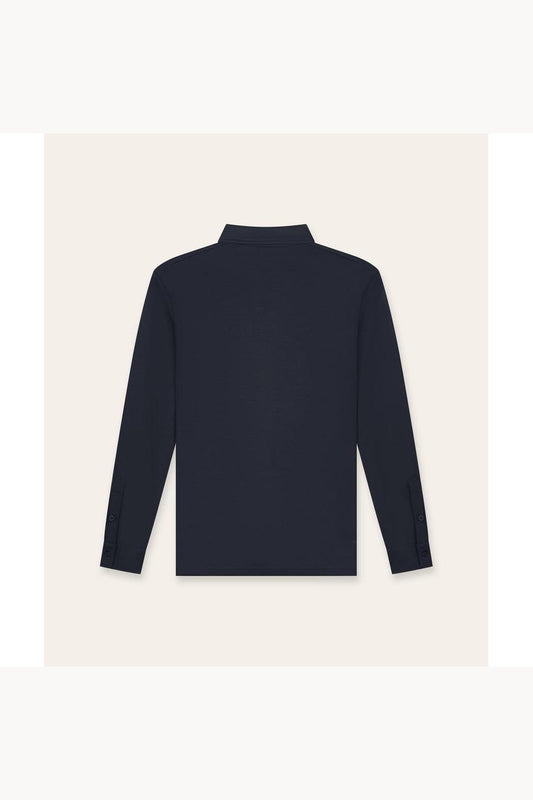 Buttoned Longsleeve Polo Navy