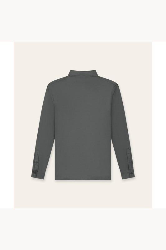 Buttoned Longsleeve Polo Slate Grey
