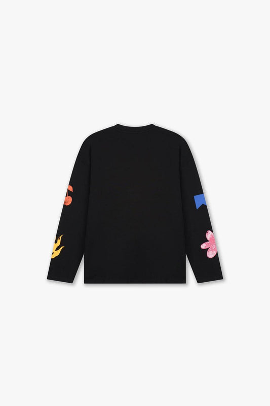 Sketched Longsleeve T-Shirt Black