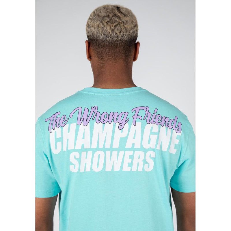 Champagne Showers T-shirt Light Blue-wrong friends-Mansion Clothing