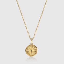Compass Pendant 53cm Gold-Qream-Mansion Clothing