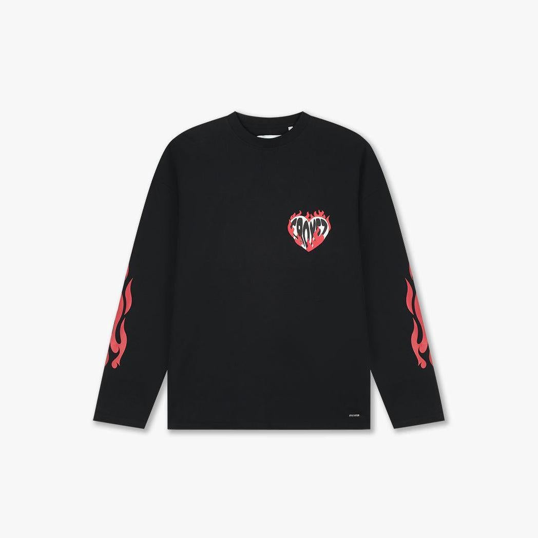 Croyez Heart On Fire Longsleeve Vintage Black-Croyez-Mansion Clothing