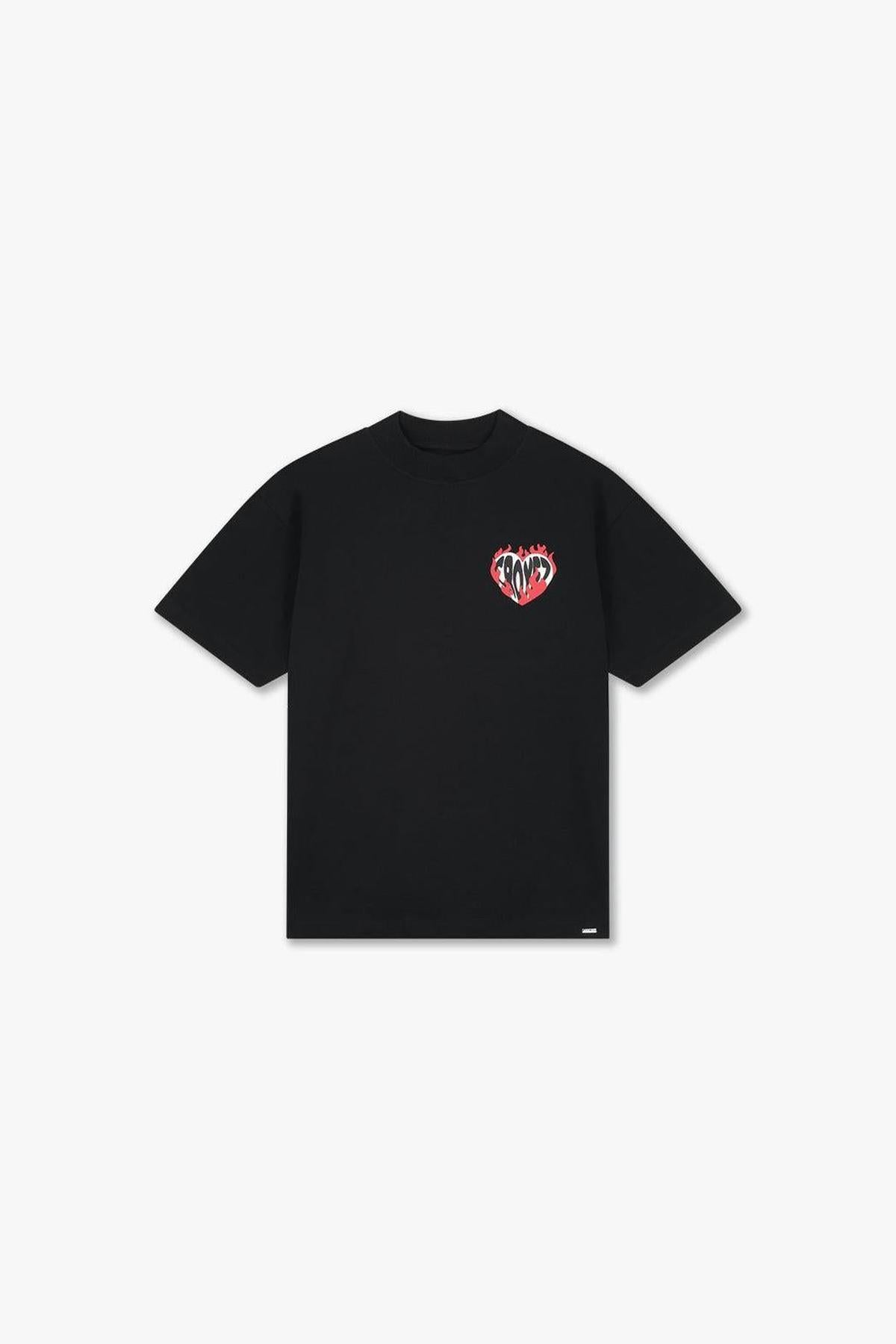 Croyez Heart On Fire T-Shirt Vintage Black