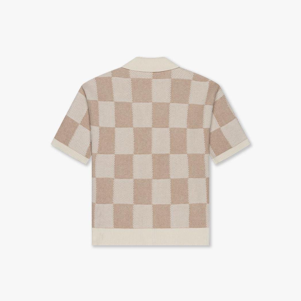 Croyez Knitted Checkerboard Shirt Off-White/Beige-Croyez-Mansion Clothing