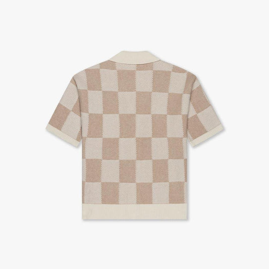 Croyez Knitted Checkerboard Shirt Off-White/Beige-Croyez-Mansion Clothing
