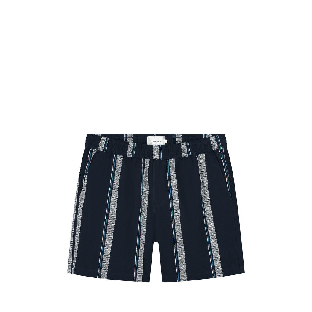 Cuban Striped Shorts Navy-Pure Path-Mansion Clothing
