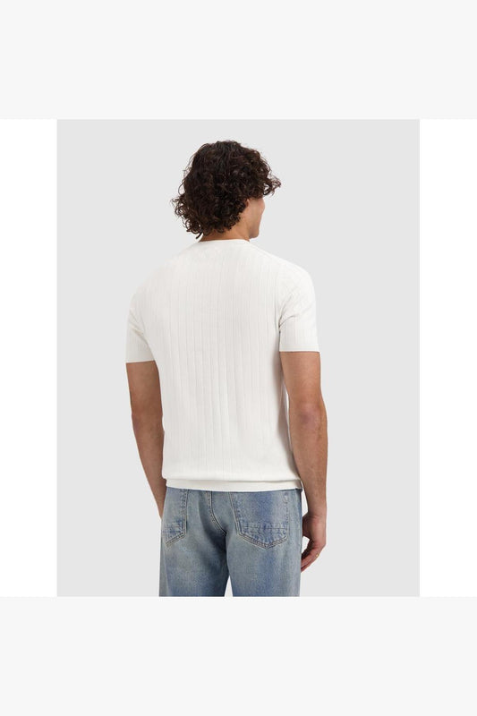 Drop-needle Knit T-shirt Off White