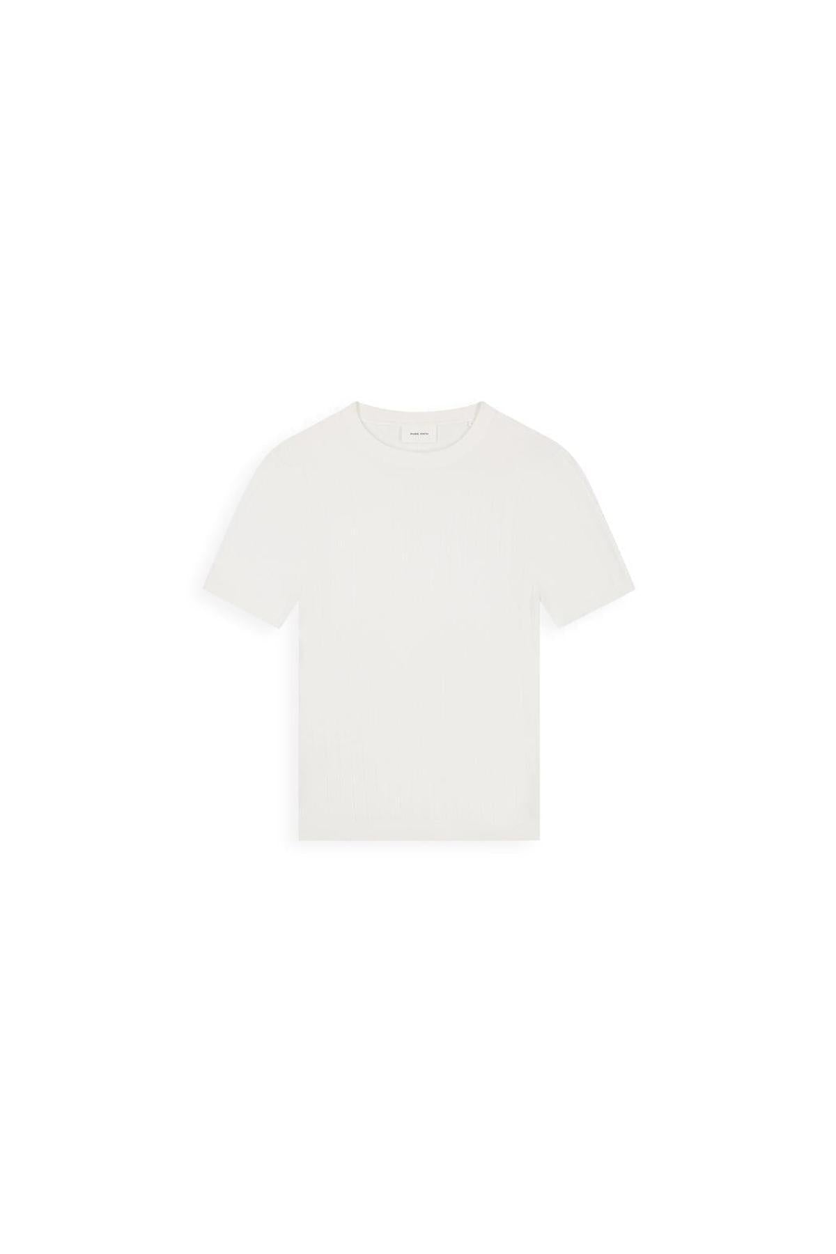 Drop-needle Knit T-shirt Off White