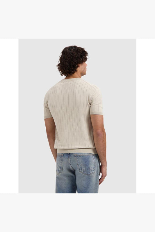 Drop-needle Knit T-shirt Sand