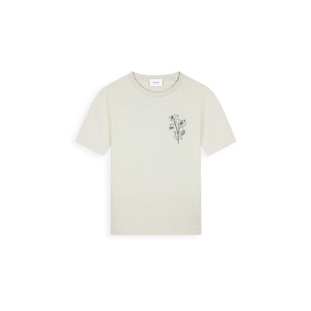 Embroidered Flower T-shirt Sand-Pure Path-Mansion Clothing