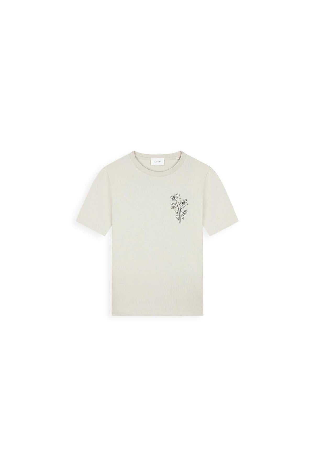 Embroidered Flower T-shirt Sand