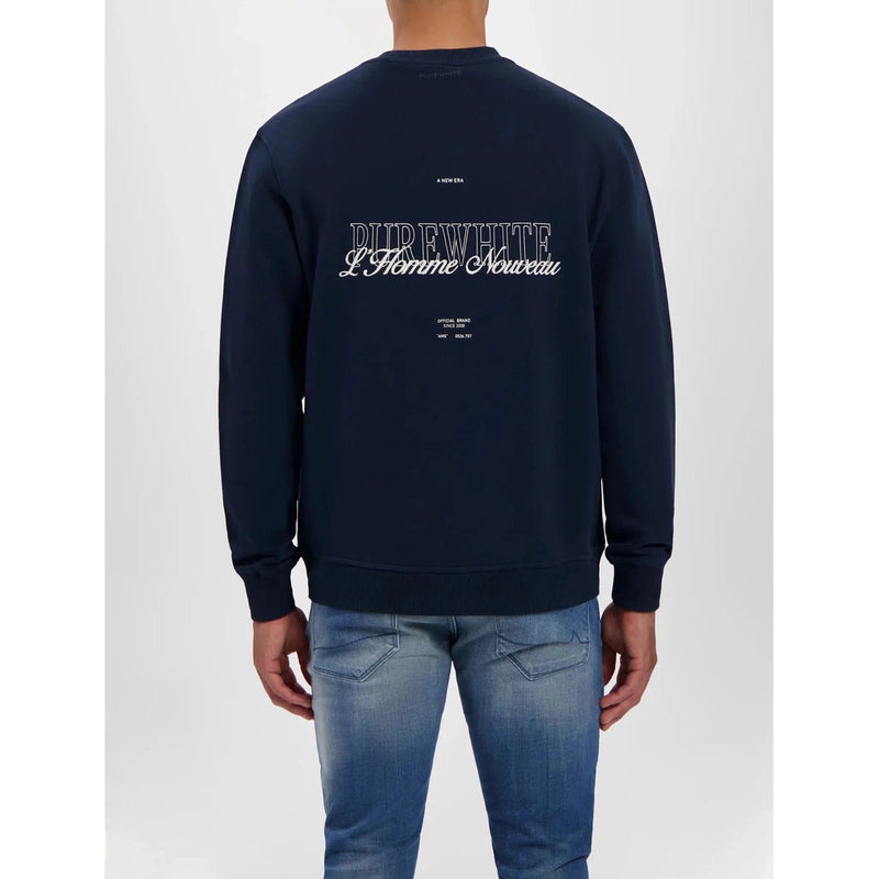 Embroidered Graphic Sweater-Purewhite-Mansion Clothing