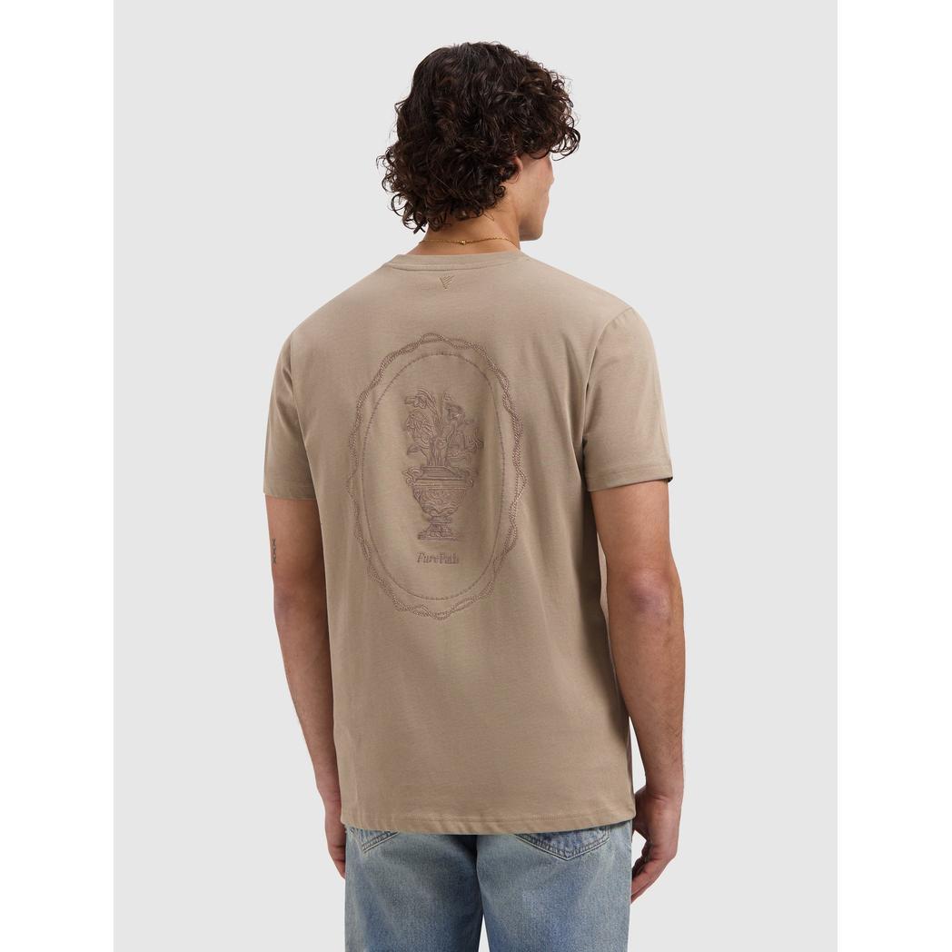 Embroidered Vase T-shirt Taupe-Pure Path-Mansion Clothing