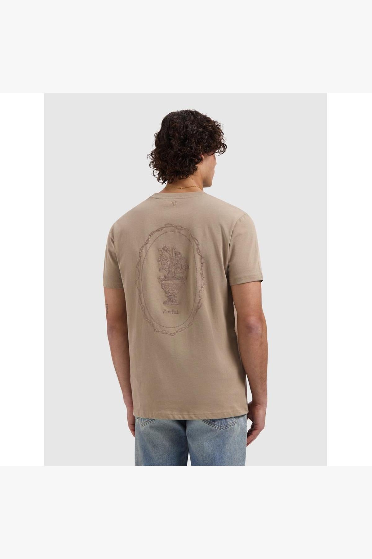 Embroidered Vase T-shirt Taupe
