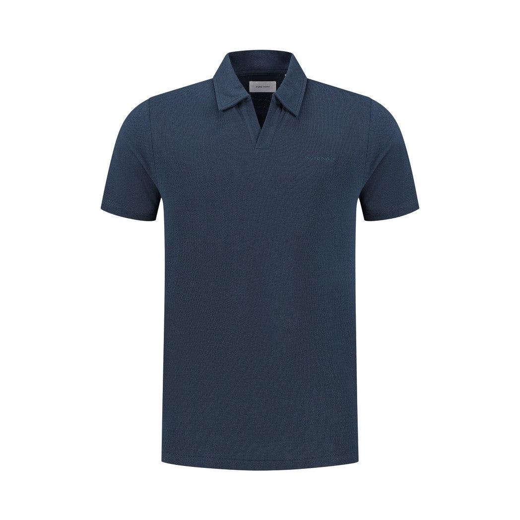 Embroidery Waffle Polo - Navy