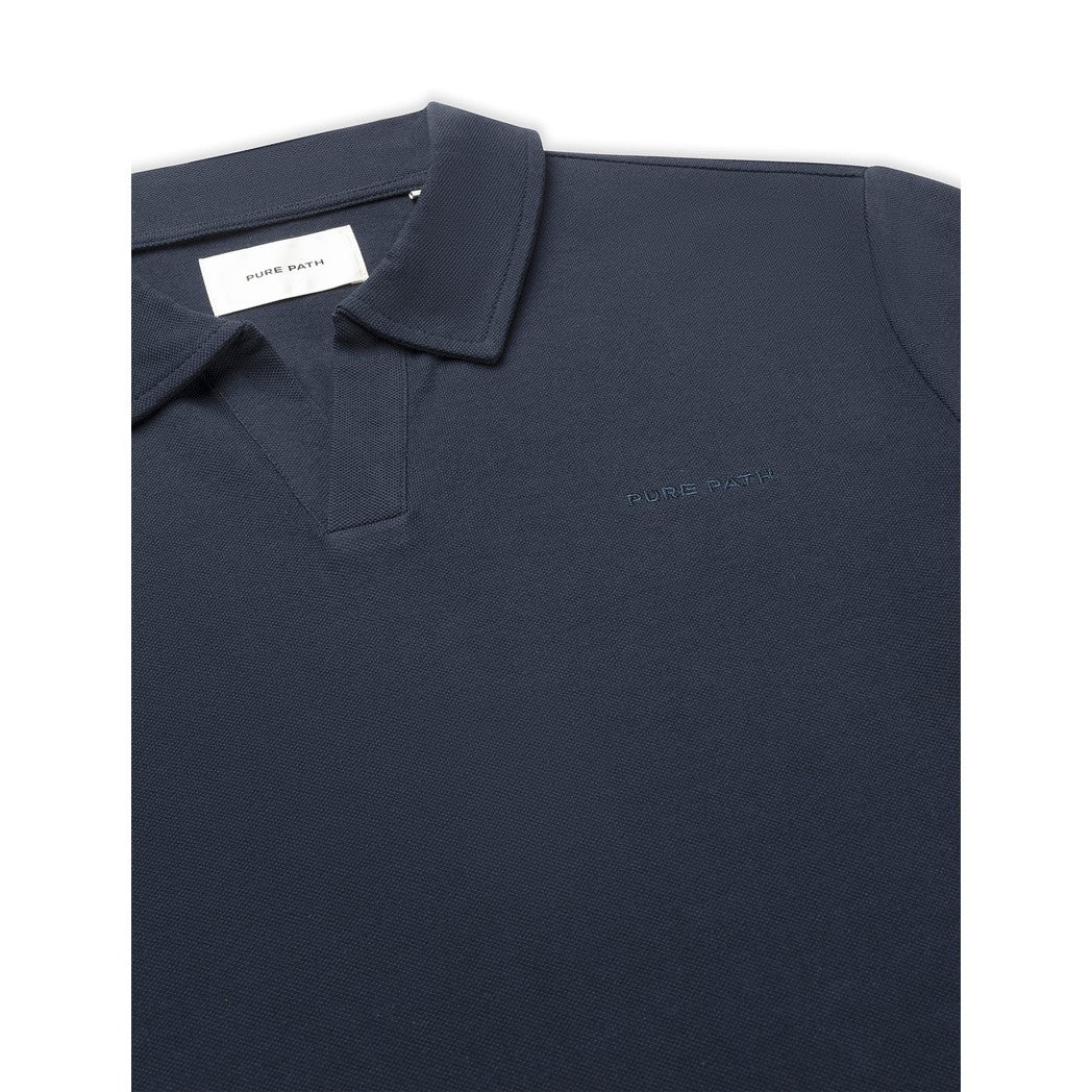 Embroidery Waffle Polo - Navy