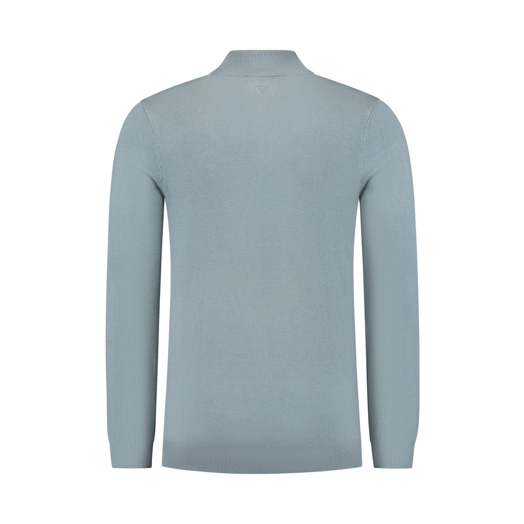 Essential Knitwear Halfzip Sweater Blue Grey-Pure Path-Mansion Clothing