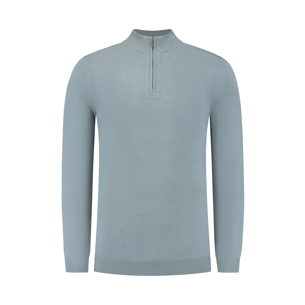 Essential Knitwear Halfzip Sweater Blue Grey-Pure Path-Mansion Clothing