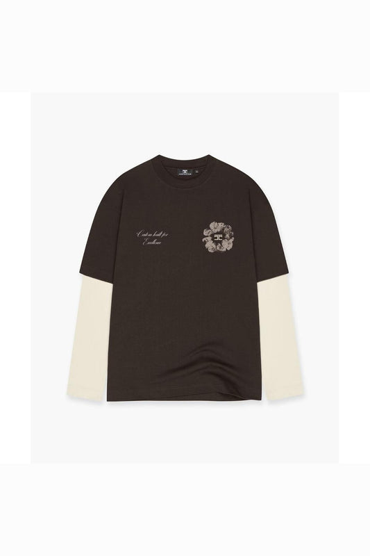 Flowers Double Layered Longsleeve T-Shirt Brown/Creme