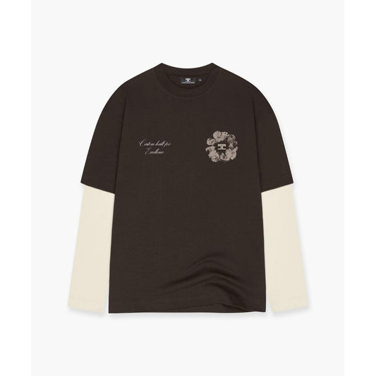 Flowers Double Layered Longsleeve T-Shirt Brown/Creme