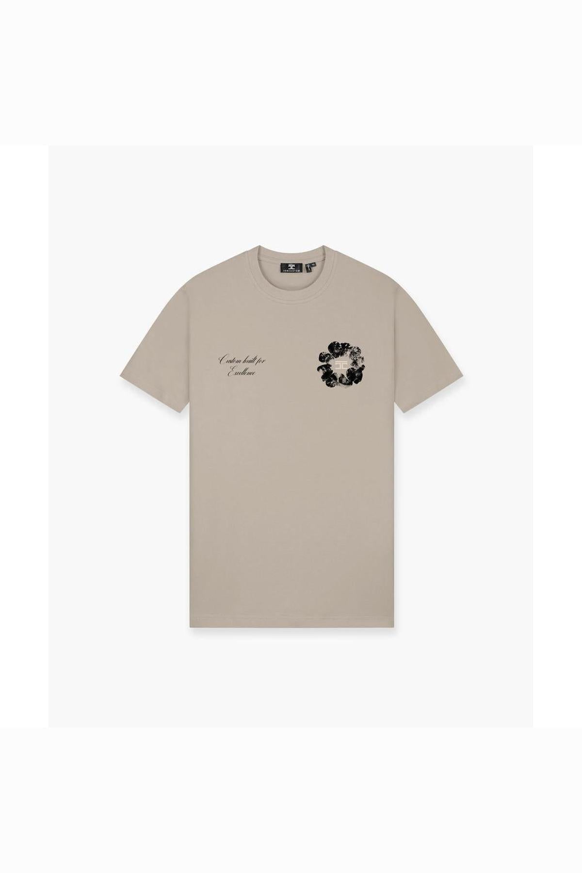 Flowers Slim Fit T-Shirt Taupe-Jorcustom-Mansion Clothing