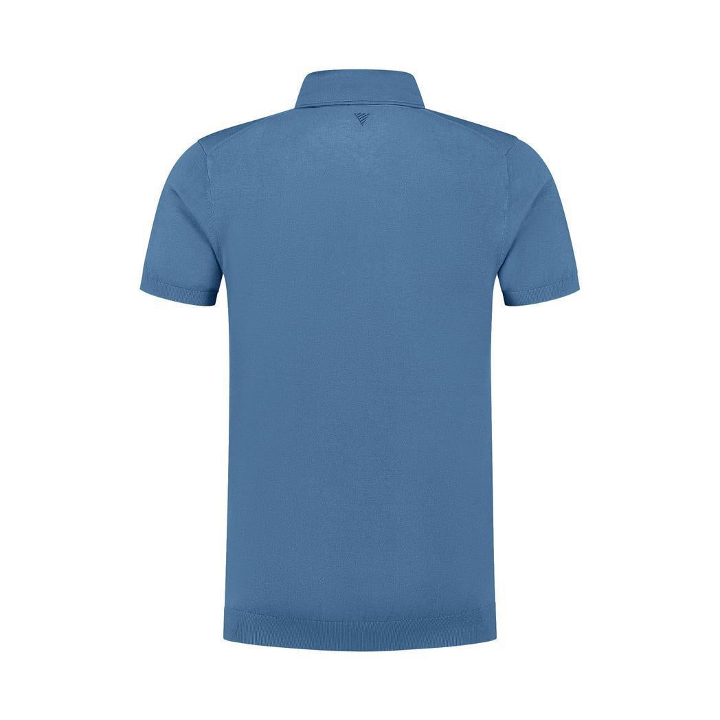 Half-zip Knitwear Polo Mid Blue-Pure Path-Mansion Clothing