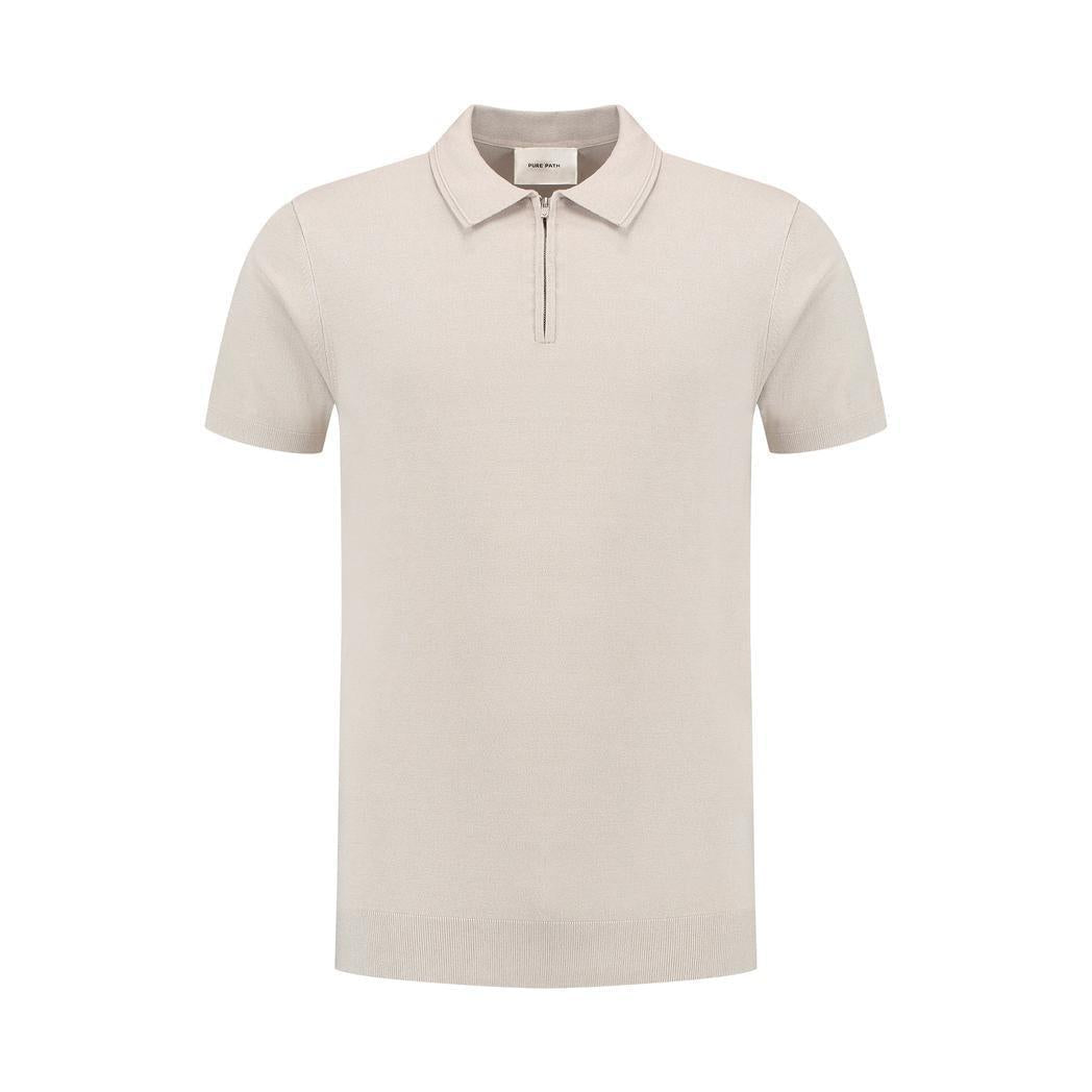 Half-zip Knitwear Polo Sand-Pure Path-Mansion Clothing