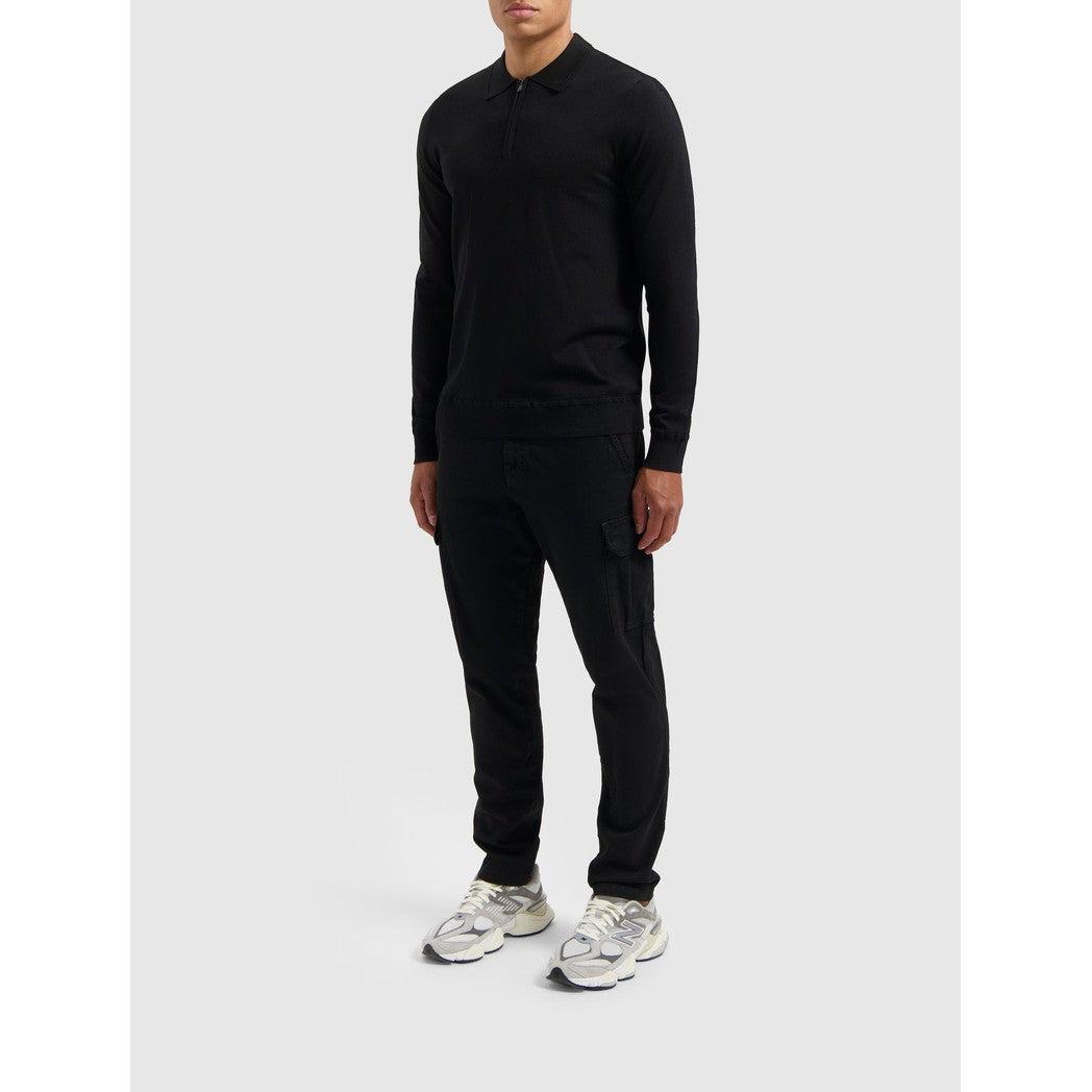 Halfzip Polo Knitwear Black-Pure Path-Mansion Clothing