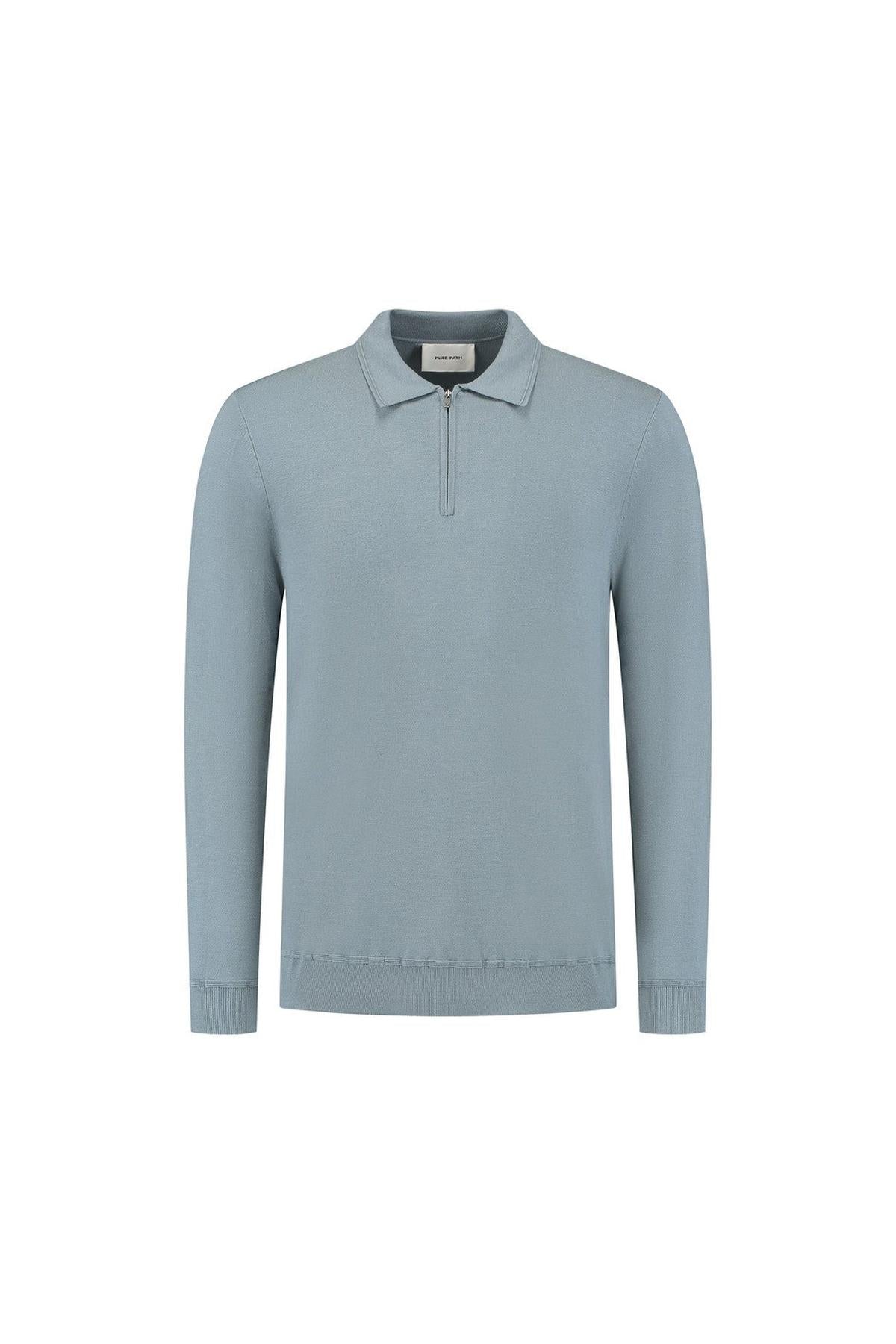 Halfzip Polo Knitwear Blue Grey