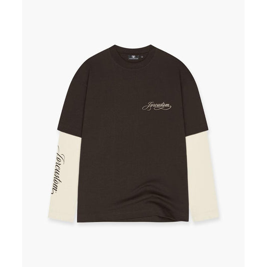 Handscript Double Layered Longsleeve T-Shirt Brown/Creme