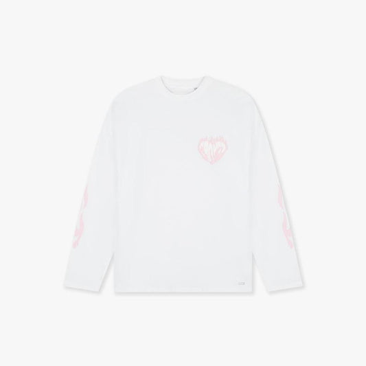 Heart On Fire Longsleeve White/Pink