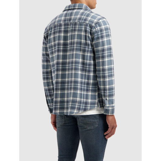Heavy Twill Checked Shirt Blue-Pure Path-Mansion Clothing