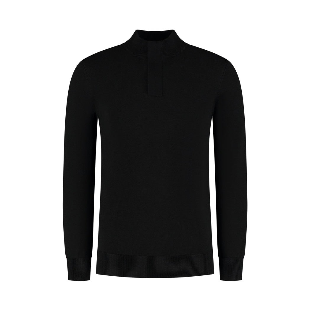 Hidden Halfzip Knitwear Black-Pure Path-Mansion Clothing