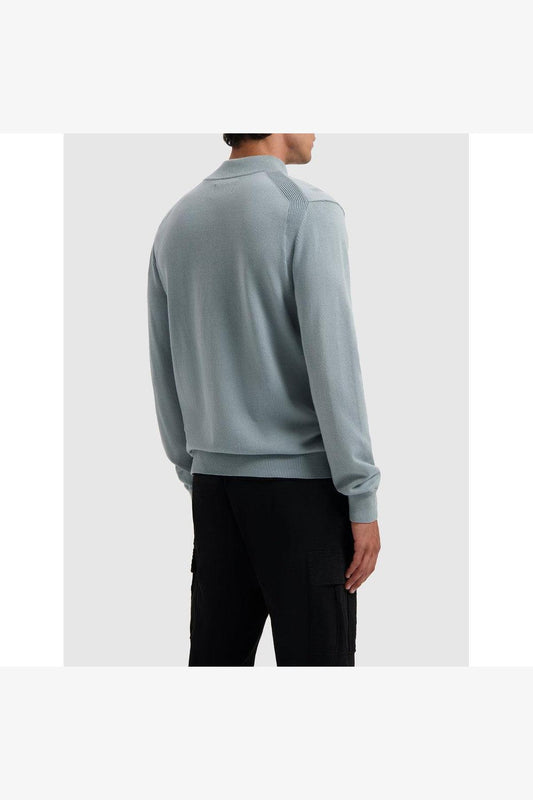 Hidden Halfzip Knitwear Blue Grey