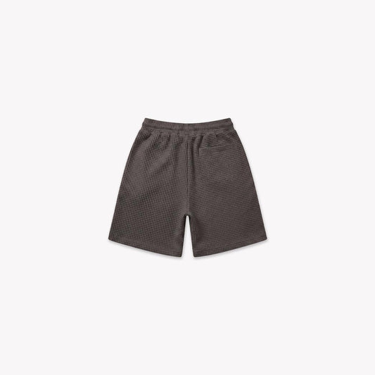 Initial Waffle Shorts Washed Brown