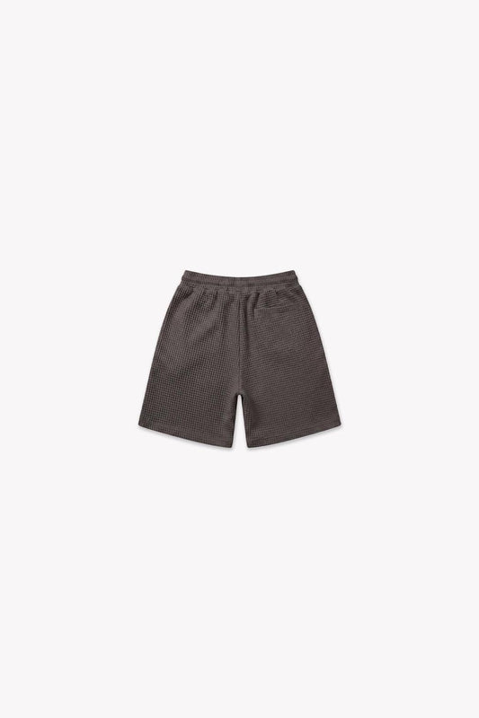 Initial Waffle Shorts Washed Brown
