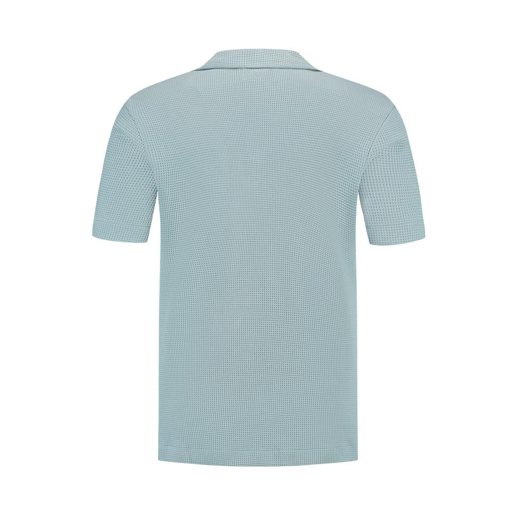 Initials Waffle Polo Blue Grey-Pure Path-Mansion Clothing