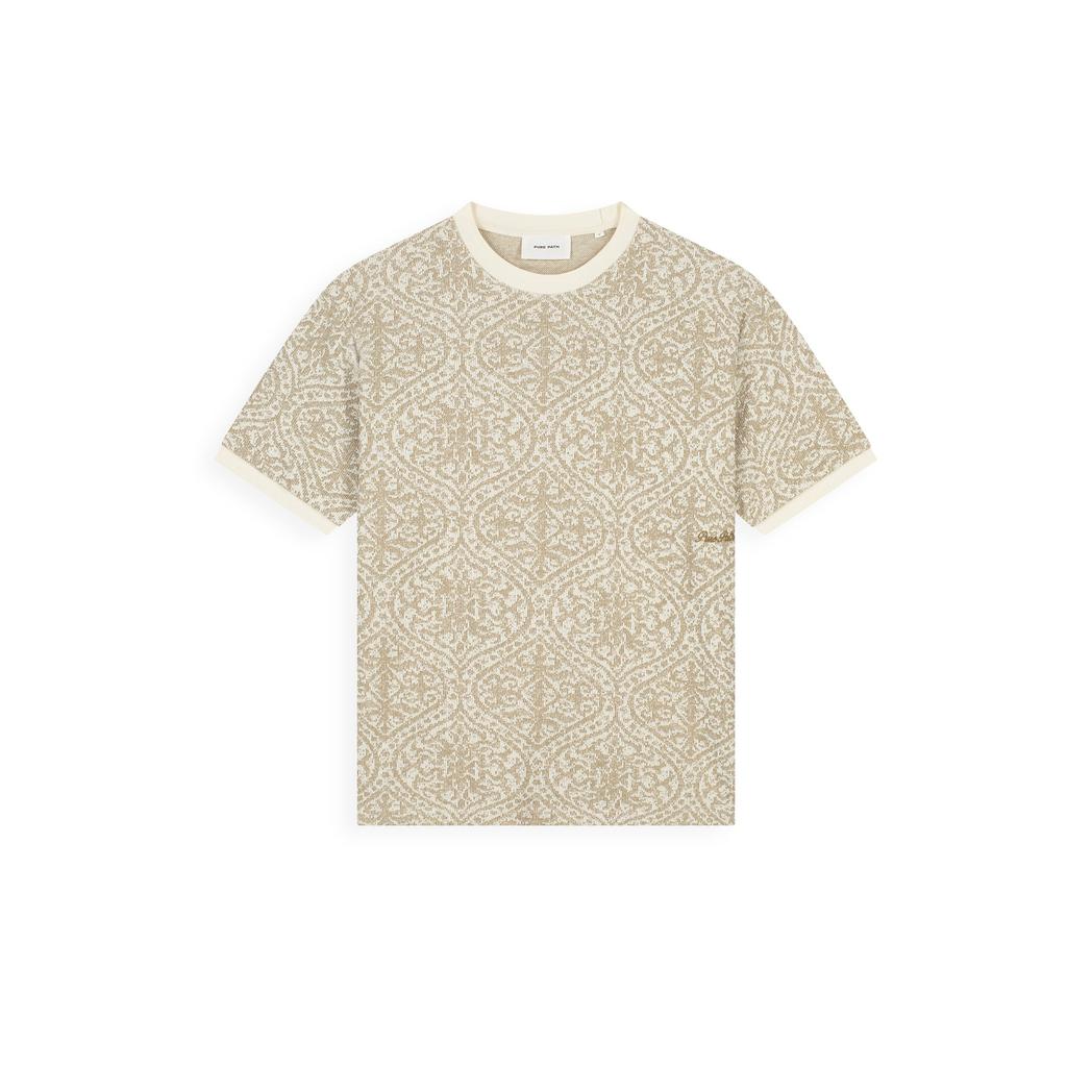 Jacquard Pattern T-shirt Sand-Pure Path-Mansion Clothing