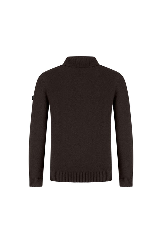 Knitted Bouclé Longsleeve Polo Brown-Malelions Premium-Mansion Clothing