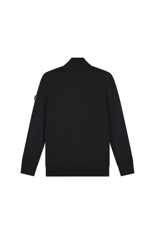 Knitted Quarter Zip Black-Malelions-Mansion Clothing