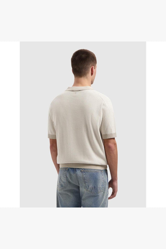Ladder Stitch Knitted Polo Sand