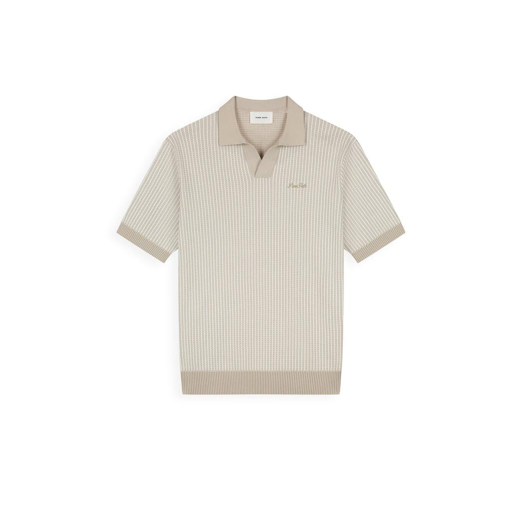 Ladder Stitch Knitted Polo Sand