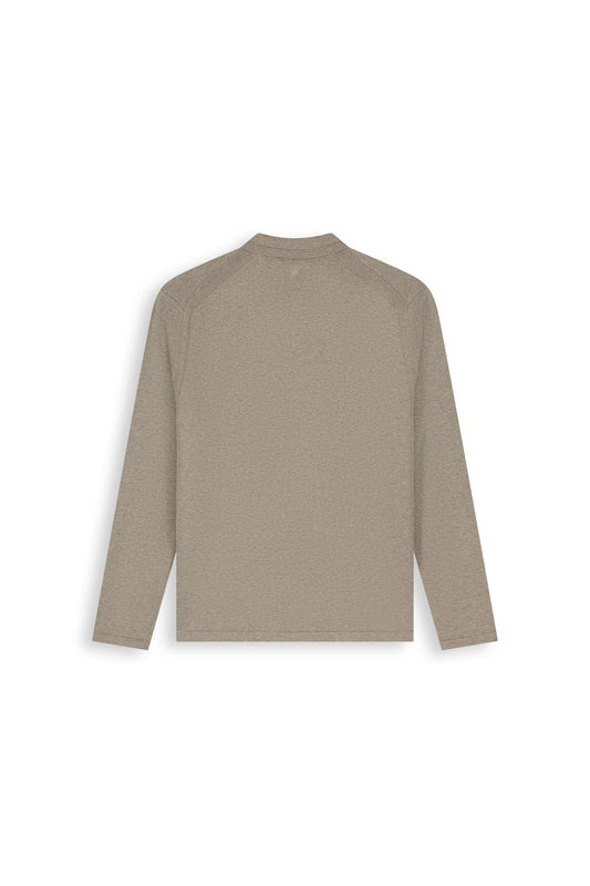 Light weight Knit Polo Taupe Melange-Pure Path-Mansion Clothing