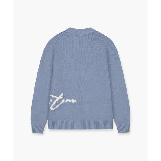 M-FW25-KNITSWEAT-PENNED Blue-Jorcustom-Mansion Clothing