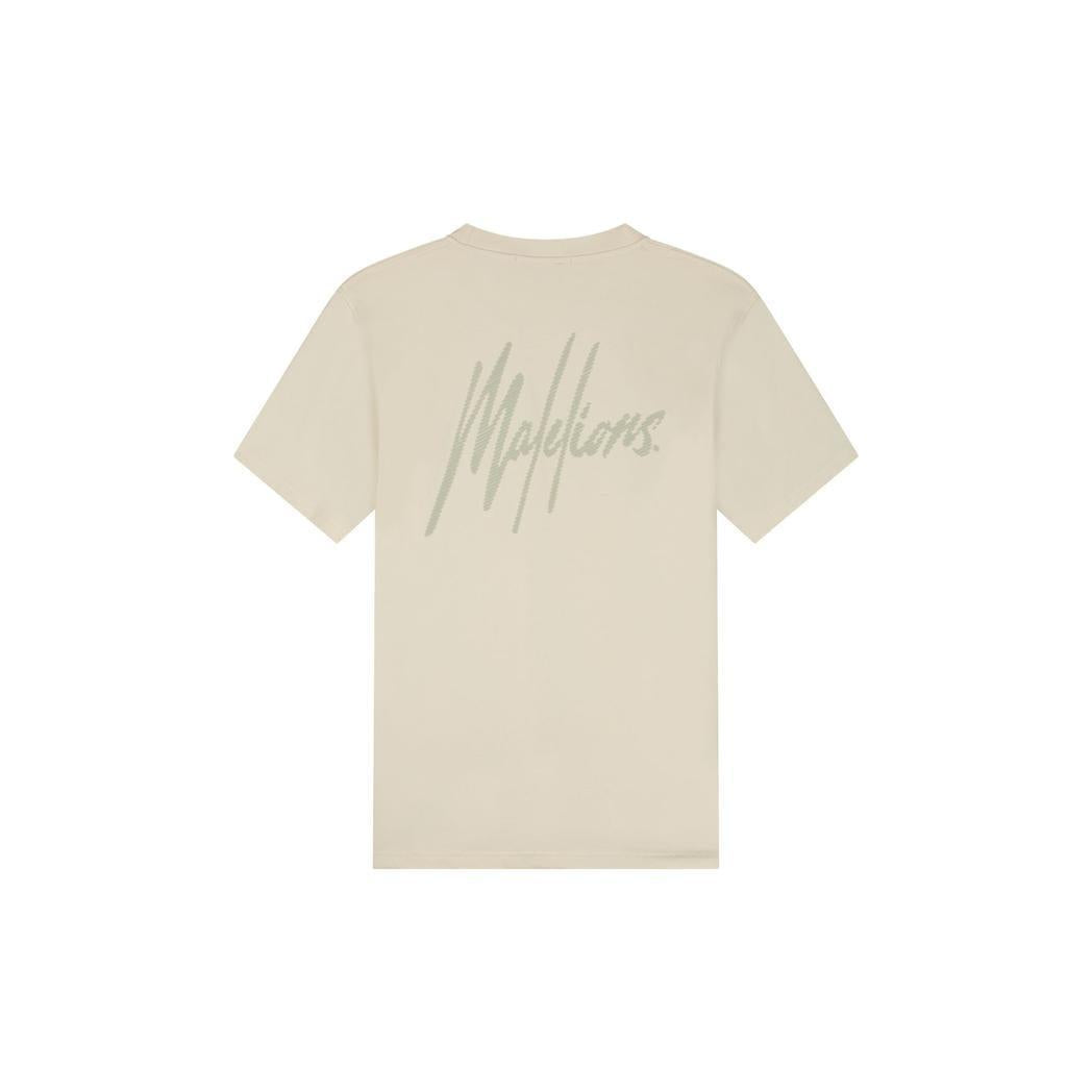 Malelions Men Striped Signature T-Shirt Beige-Malelions-Mansion Clothing